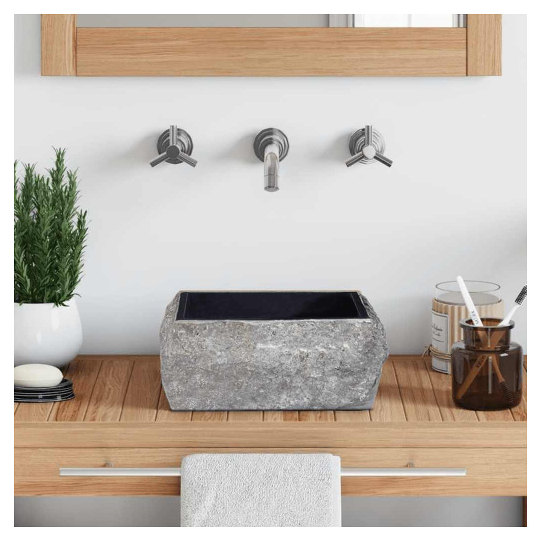vidaXL Bathroom Basin, Countertop Vanity Sink, Natural Shape, 11.8"x11.8"x5.1" Marble Square